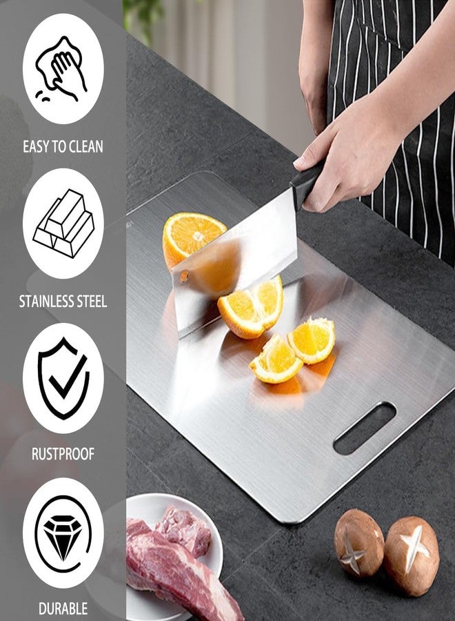 Vasukie 304 Stainless Steel Chopping Board for Kitchen | Non Slip| Rust Proof | Easy to use| Round Edge| Heavy Duty Chopping Board Vegetable, Meats Vegetable Chopper Board Safe Durable (32CM*21CM) - Image 2